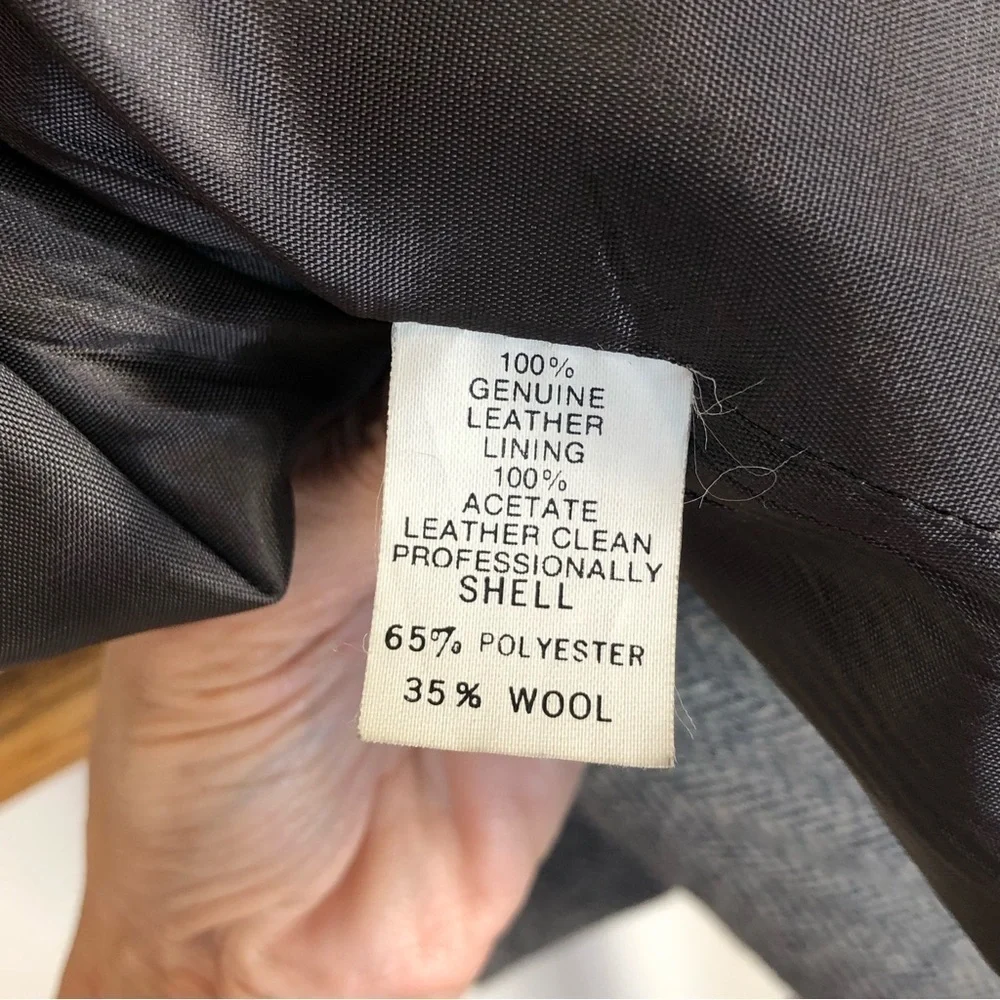 VINTAGE grey herringbone sports jacket leather elbow patches single breasted 44